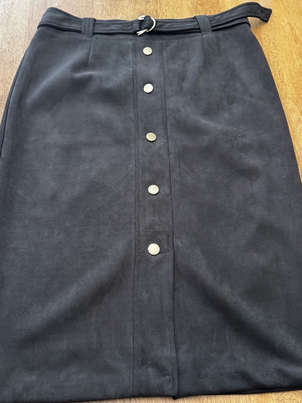 Marc New York- Andrew Marc Black Button-Front Pencil Skirt with Belt